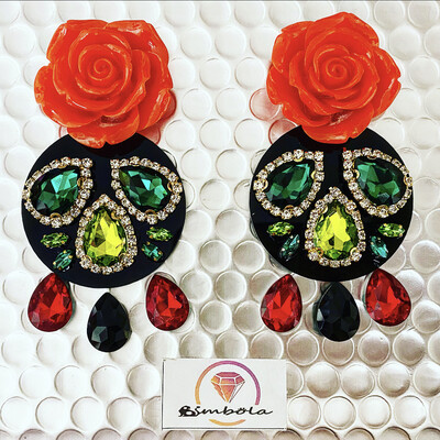 PENDIENTES FLAMENCOS PENDIENTES PEDRERÍA PENDIENTES FLORES FLAMENCO EARRINGS ROSAS