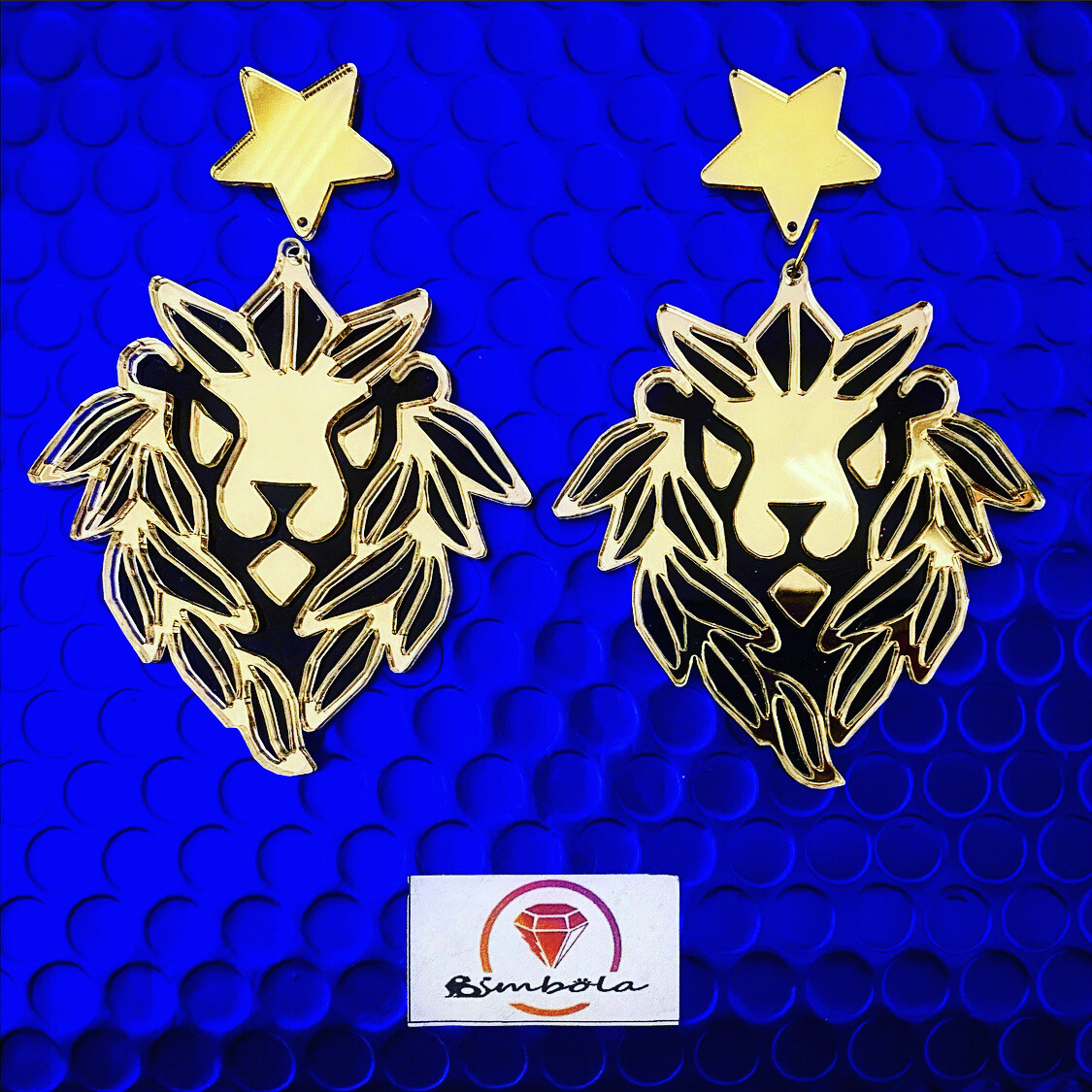 PENDIENTES LEÓN GEOMETRIC EARRINGS PENDIENTES METACRILATO GOLDEN LION EARRINGS