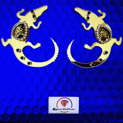 PENDIENTES COCODRILO GEOMETRIC EARRINGS PENDIENTES METACRILATO GOLDEN ALLIGATOR EARRINGS