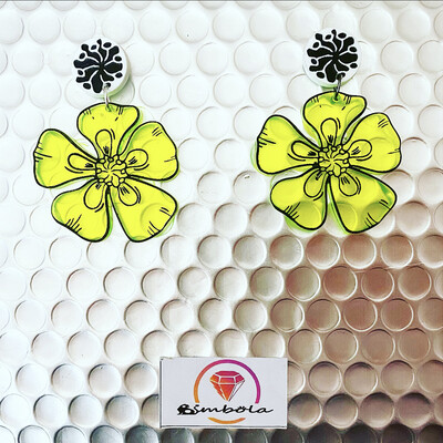 Pendientes Flor flower earrings Pendientes metacrilato pendientes fluor earrings lima fosforitos fosforescentes 