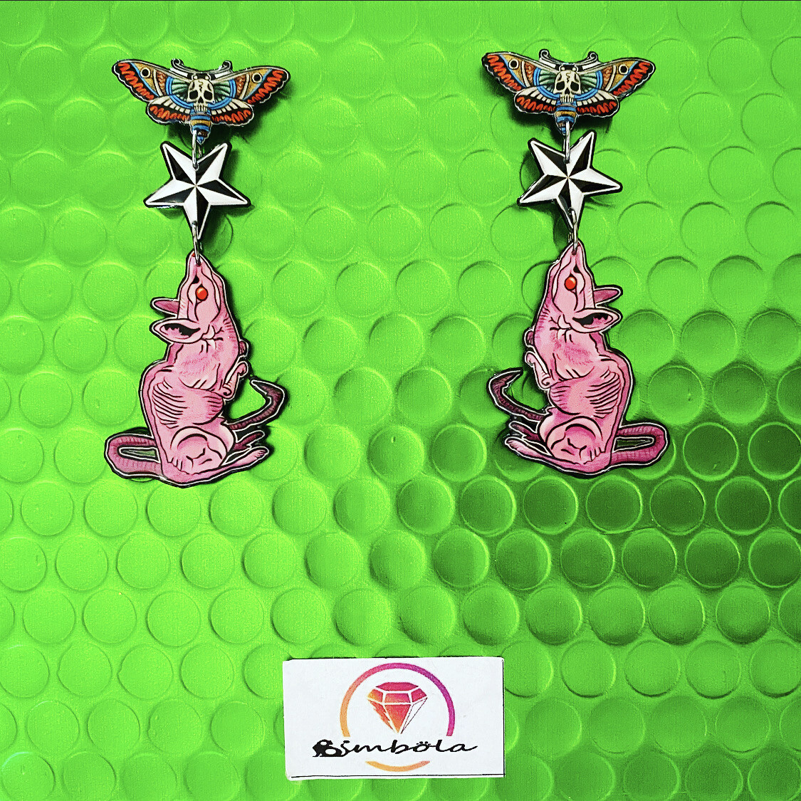 PENDIENTES rata pendientes polilla moth earrings rat earrings tattoo old school earrings EXCLUSIVE DESIGN ENTE SHOP