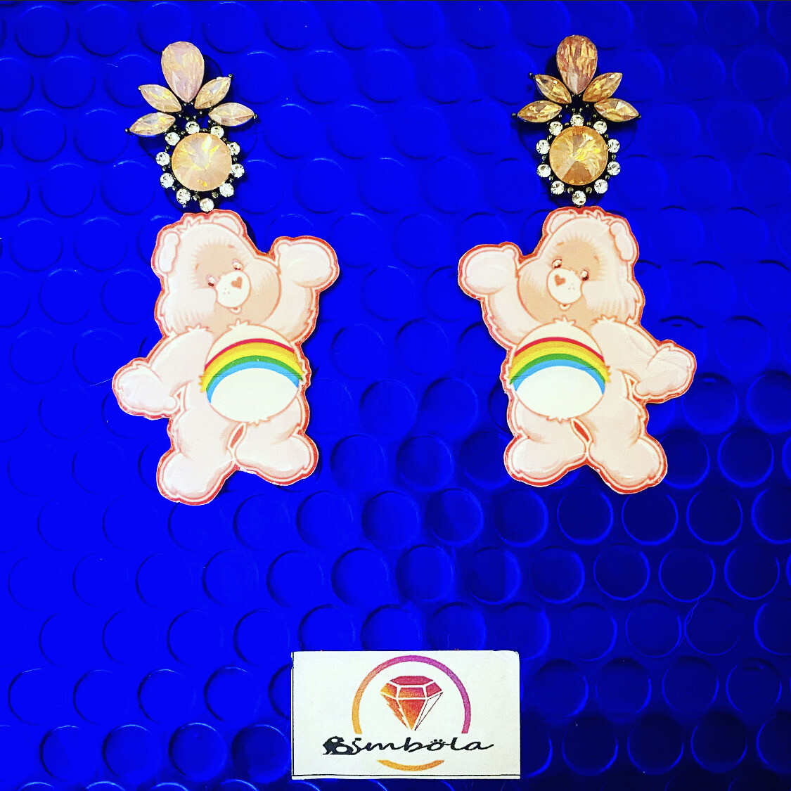 Pendientes oso amoroso pendientes bear earrings handmade earrings glitter earrings lovely earrings care bears earrings osos
