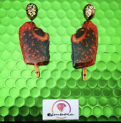 Pendientes chocolate ice cream earrings pendientes helados handmade earrings glitter earrings chocolate earrings funny earrings personalized earrings