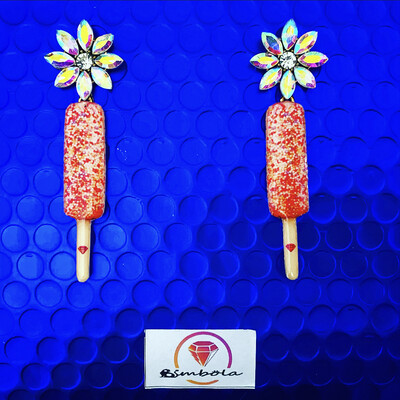 PENDIENTES KRIKO PENDIENTES HELADO CHOCOLATE ICE CREAM EARRINGS GLITTER EARRINGS HANDMADE EARRINGS 