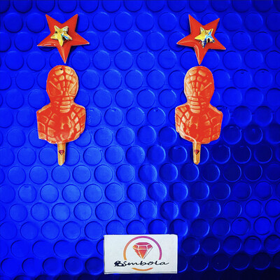 Pendientes spider man ice cream earrings pendientes helados handmade earrings glitter earrings rainbow earrings 