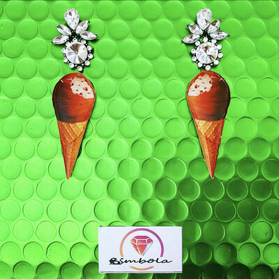 Pendientes chocolate ice cream earrings pendientes helado funny earrings helado cono 