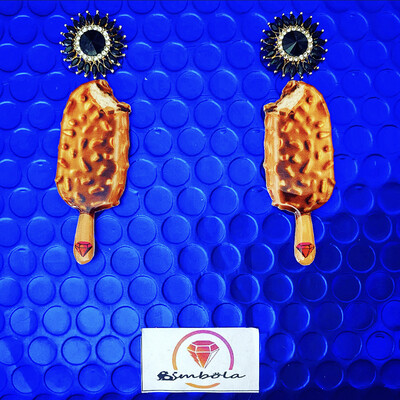 PENDIENTES ALMENDRADO PENDIENTES HELADO CHOCOLATE ICE CREAM EARRINGS GLITTER EARRINGS HANDMADE EARRINGS 