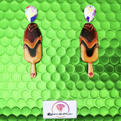 PENDIENTES MAGNUM PENDIENTES HELADO CHOCOLATE ICE CREAM EARRINGS GLITTER EARRINGS HANDMADE EARRINGS PENDIENTES CARAMELO