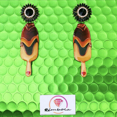 PENDIENTES MAGNUM PENDIENTES HELADO CHOCOLATE ICE CREAM EARRINGS GLITTER EARRINGS HANDMADE EARRINGS PENDIENTES CARAMELO