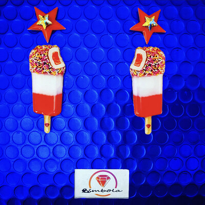 PENDIENTES KRIKO PENDIENTES HELADO CHOCOLATE ICE CREAM EARRINGS GLITTER EARRINGS HANDMADE EARRINGS 