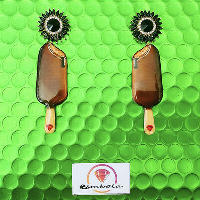 PENDIENTES MAGNUM PENDIENTES HELADO CHOCOLATE ICE CREAM EARRINGS GLITTER EARRINGS HANDMADE EARRINGS 