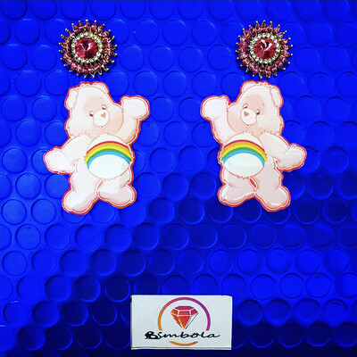 Pendientes oso amoroso pendientes bear earrings handmade earrings glitter earrings lovely earrings care bears earrings osos