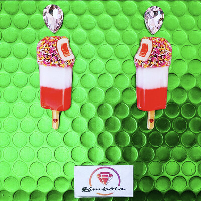 PENDIENTES KRIKO PENDIENTES HELADO CHOCOLATE ICE CREAM EARRINGS GLITTER EARRINGS HANDMADE EARRINGS 