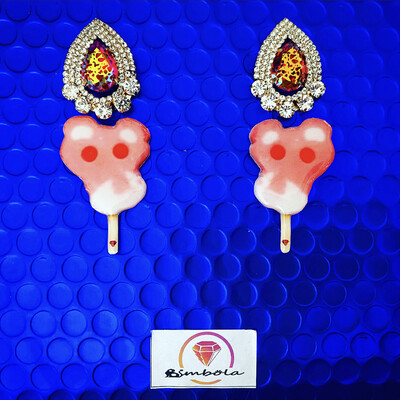 PENDIENTES HELADOS PENDIENTES PANTERA ROSA ICE CREAM EARRINGS PANTHER EARRINGS 