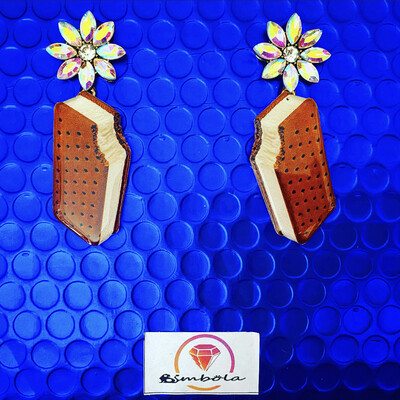 PENDIENTES SANWICH PENDIENTES HELADO CHOCOLATE ICE CREAM EARRINGS GLITTER EARRINGS HANDMADE EARRINGS 