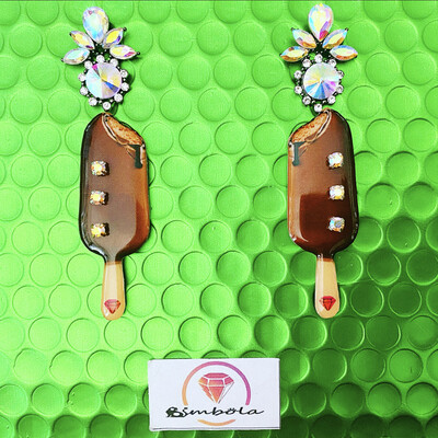 PENDIENTES MAGNUM PENDIENTES HELADO CHOCOLATE ICE CREAM EARRINGS GLITTER EARRINGS HANDMADE EARRINGS 