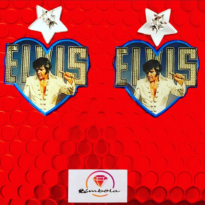 PENDIENTES ELVIS WOMAN EARRINGS GUITAR EARRINGS PENDIENTES CORAZONES 