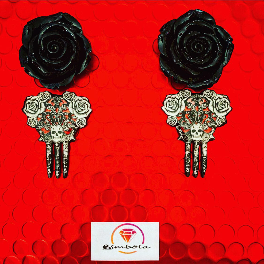 Pendientes calaveras skull Earrings Pendientes Halloween earrings Pendientes peineta Pendientes flamencos