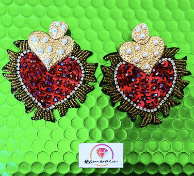 Pendientes corazones pendientes corazón heart earrings pendientes lentejuelas