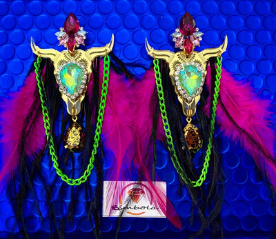 Pendientes búfalos pendientes buey pendientes cadenas Pendientes plumas pendientes boho bufalo