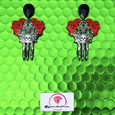 Pendientes calaveras skull Earrings Pendientes Halloween earrings Pendientes peineta Pendientes flamencos