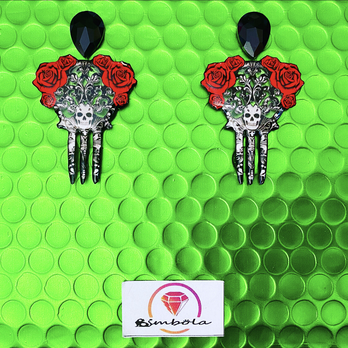 Pendientes calaveras skull Earrings Pendientes Halloween earrings Pendientes peineta Pendientes flamencos