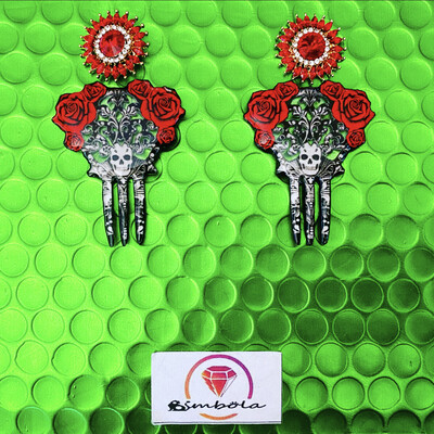 Pendientes calaveras skull Earrings Pendientes Halloween earrings Pendientes peineta Pendientes flamencos
