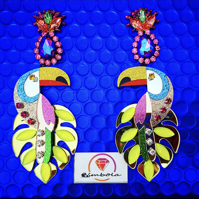 Pendientes tucanes glitter earrings toucan earrings summer earrings pendientes metacrilato pendientes tropical earrings