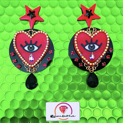 Pendientes fuchsia pendientes Estrella pendientes corazon pendientes corazón pendientes ojo star earrings eye earrings metacrilato 
