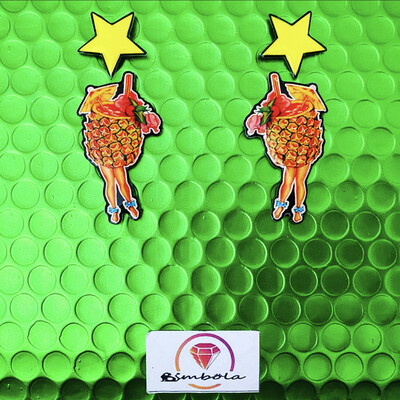 Pendientes Pin up earrings pendientes piña colada pineapple earrings pendientes piernas leg earrigs pendientes tropicales pendientes cóctel
