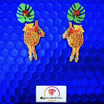 Pendientes Pin up earrings pendientes piña colada pineapple earrings pendientes piernas leg earrigs pendientes tropicales pendientes cóctel