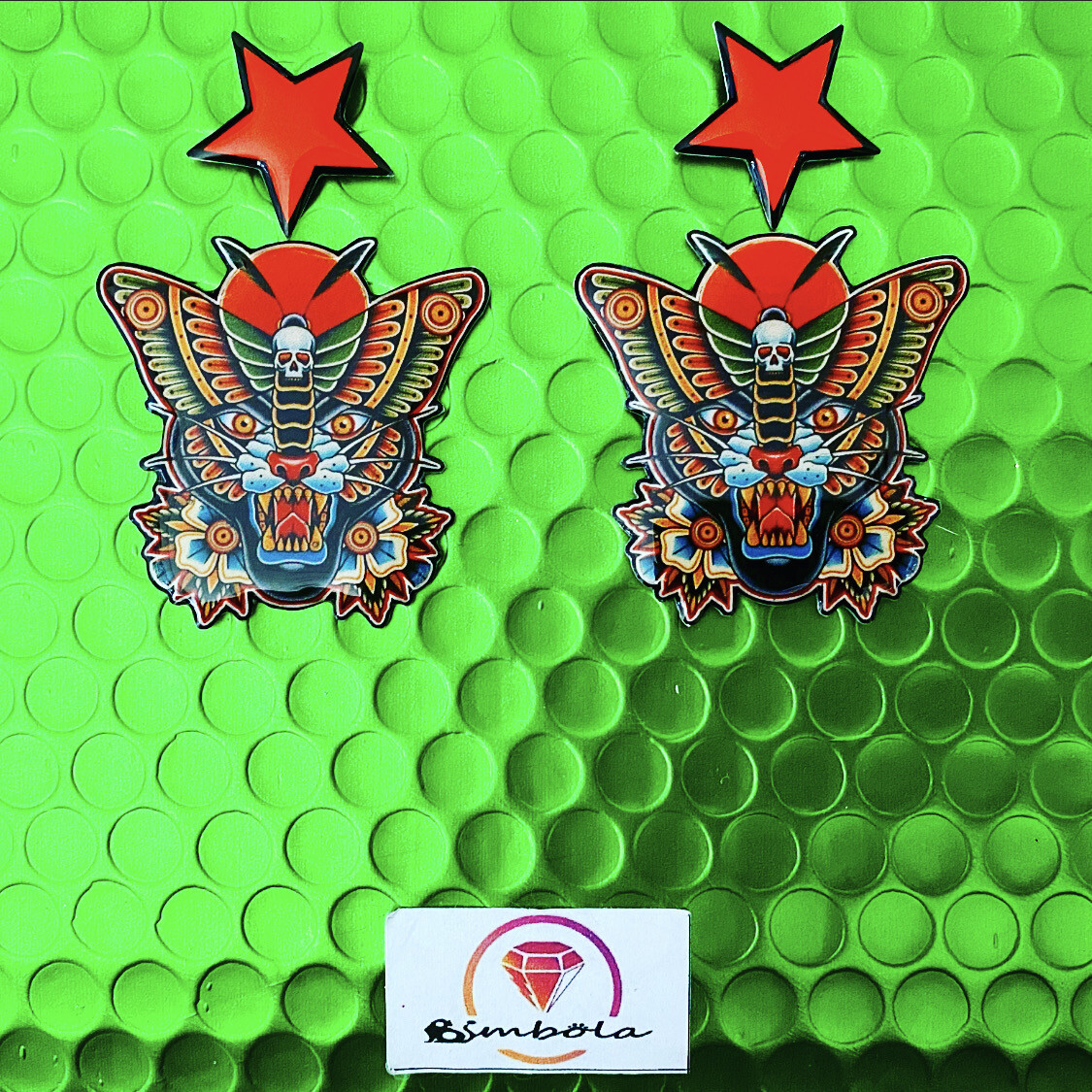Pendientes pantera Panther earrings pendientes tatuaje tradicional pendientes tattoo traditional tattoo earrings
