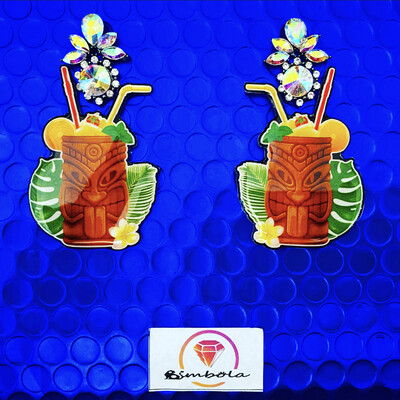 Pendientes Pin up earrings pendientes tiki m earrings pendientes tropicales tropical earrings pendientes cóctel