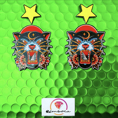 Pendientes pantera Panther earrings pendientes tradicional pendientes tattoo traditional tattoo earrings