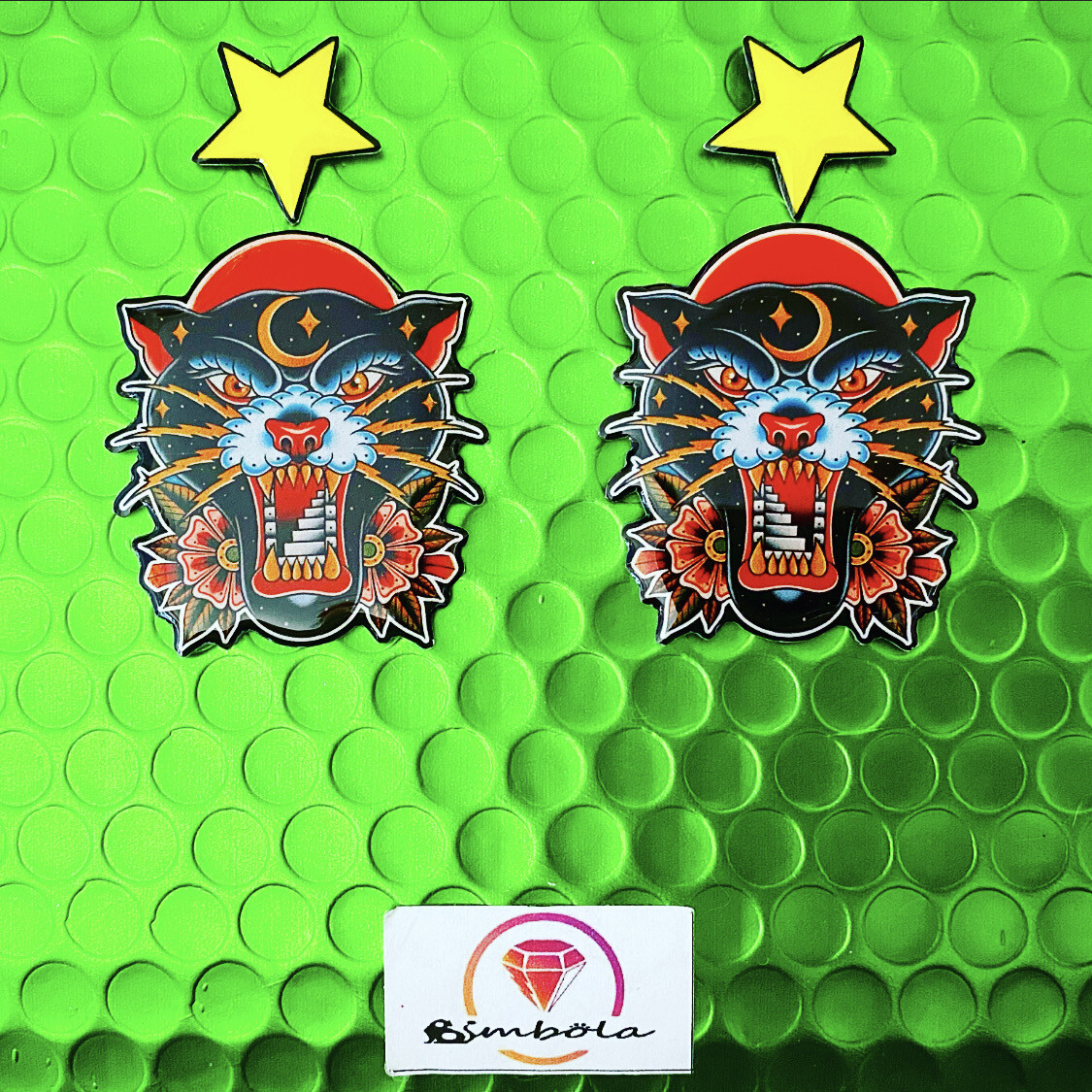 Pendientes pantera Panther earrings pendientes tradicional pendientes tattoo traditional tattoo earrings