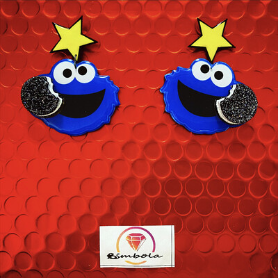 Pendientes Barrio Street pendientes dibujos animados pendientes Triki cookies monster monstruo de las galletas