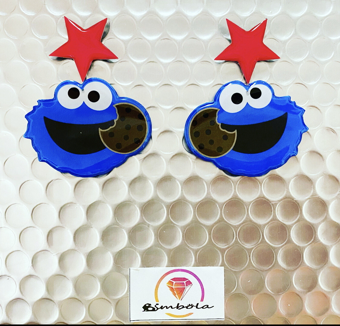 Pendientes Barrio Street pendientes dibujos animados pendientes Triki cookies monster monstruo de las galletas