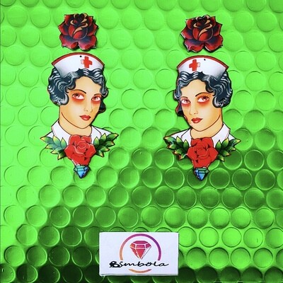 Pendientes enfermera Nurse earrings traditional tattoo