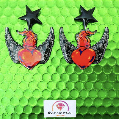 Pendientes corazones pendientes corazón heart earrings pendientes alas