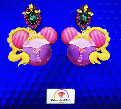 Pendientes Rapunzel mouse head earrings pendiente la cabeza de ratón Pendientes princesa 