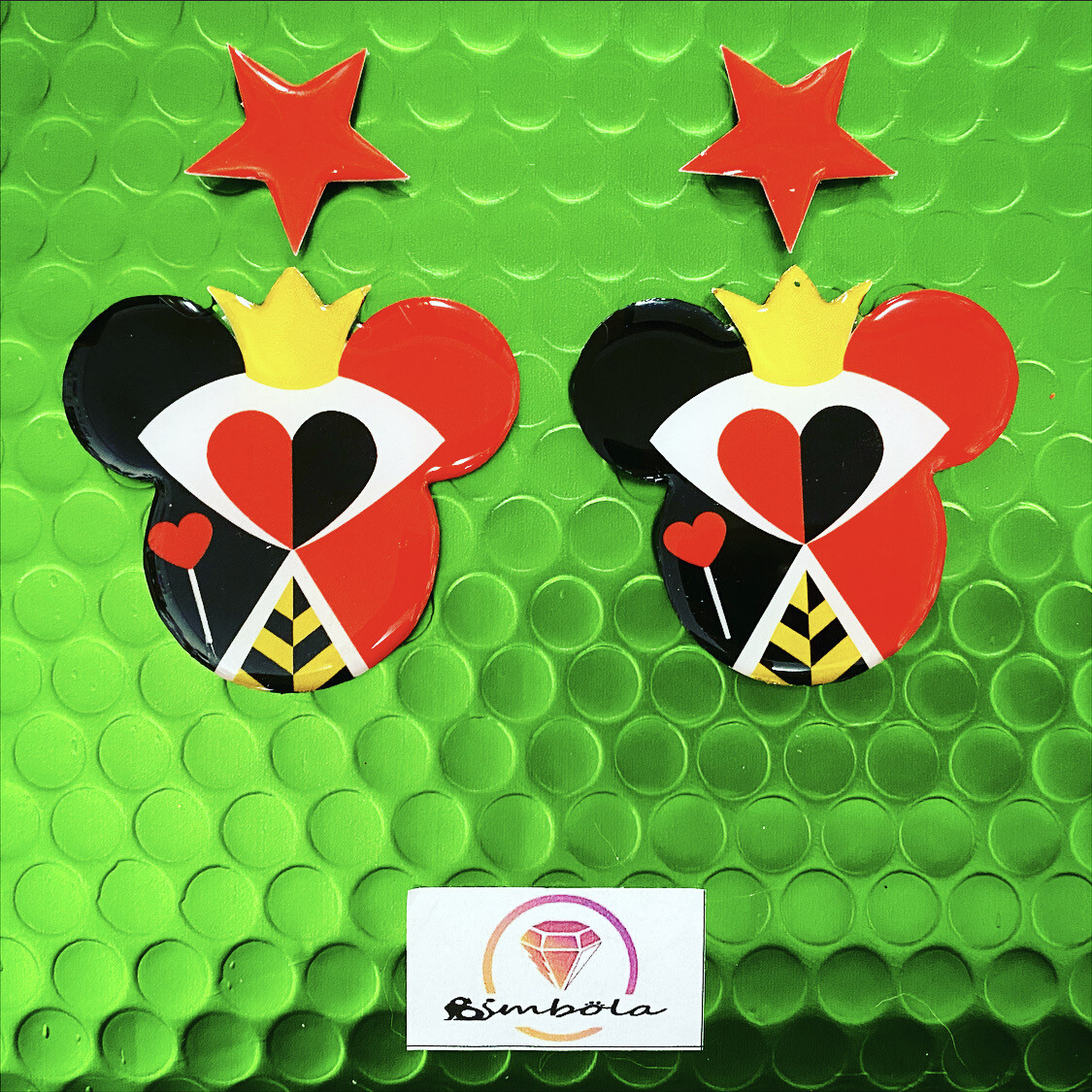Pendientes reina de corazones heart queen mouse head earrings  pendientes villana pendientes cabeza de ratón mouse earrings Alicia