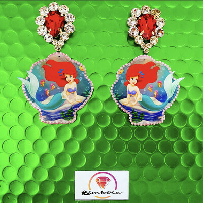 PENDIENTES SIRENITA ARIEL LITTLE MERMAID EARRINGS FUNNY EARRINGS HANDMADE