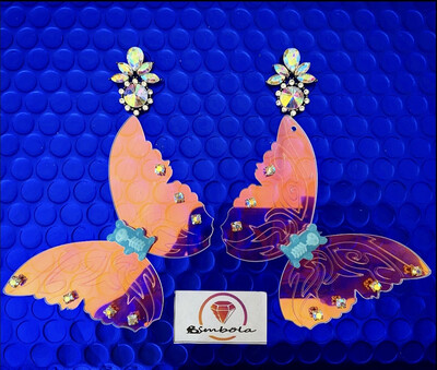 PENDIENTES MARIPOSA IRIDESCENTE GEOMETRIC EARRINGS PENDIENTES METACRILATO BUTTERFLY EARRINGS 