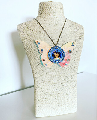 Collar mariposa butterfly necklace glitter collar acero de charm collar Jasmine