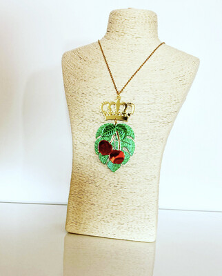 Collar cerezas collar tropical collar corona collar monstera necklace cherry necklace 