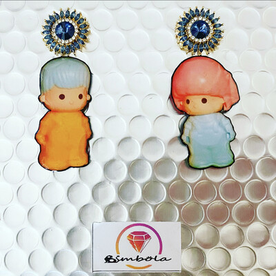 Pendientes pin y pon earrings muñeco toy vintage earrings doll earrings 