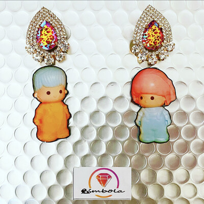 Pendientes pin y pon earrings muñeco toy vintage earrings doll earrings 