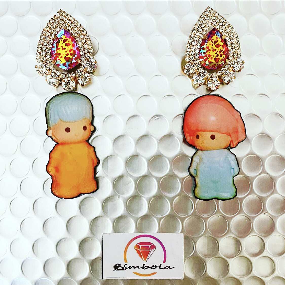 Pendientes pin y pon earrings muñeco toy vintage earrings doll earrings 