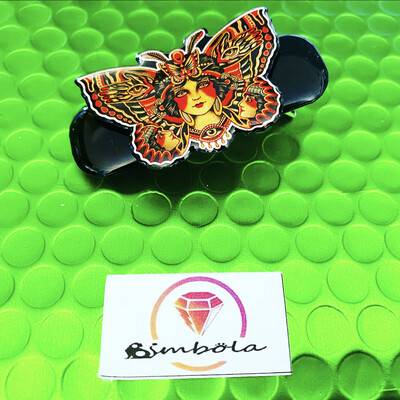 PASADOR DE PELO CLIP CABELLO HORQUILLA ADORNO Mariposa tattoo tradicional 