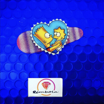 Pasador de pelo clip cabello horquilla adorno Lisa y Bart corazón Simpso  